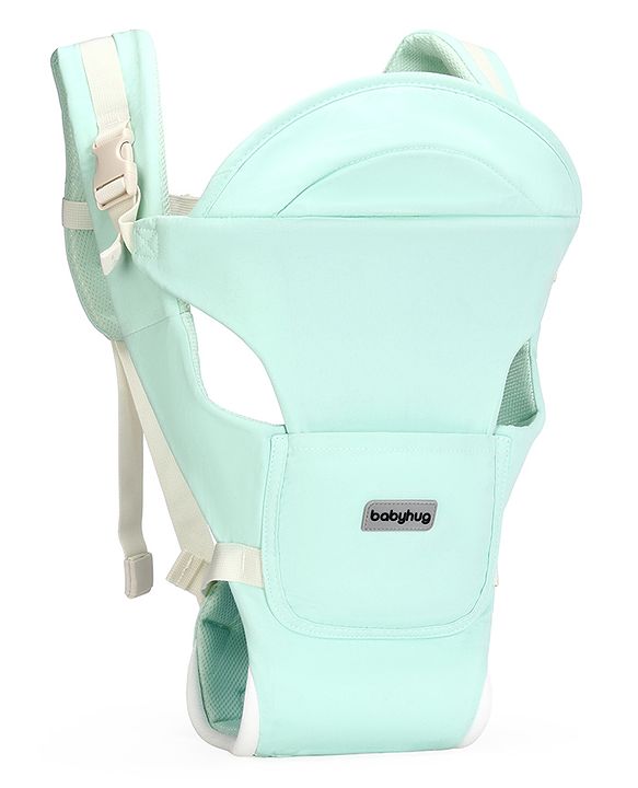 Babyhug Snuggle Bloom 8 in 1 Baby Carrier with Hip Seat - Sea Green| Ideal for Carrying 3.6-15 kg Babies Aged 5-36 months| Optimal Weight Distribution| Adjustable Safety Buckle| Breathable Fabric