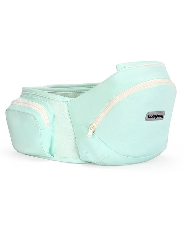 Babyhug Snuggle Bloom 8 in 1 Baby Carrier with Hip Seat - Sea Green| Ideal for Carrying 3.6-15 kg Babies Aged 5-36 months| Optimal Weight Distribution| Adjustable Safety Buckle| Breathable Fabric