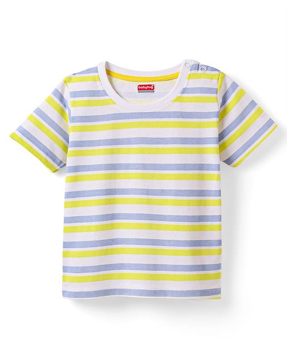 Babyhug 100% Cotton Knit Half Sleeves Stripes T-Shirts with Text & Lion Print Pack of 3 - Multicolor