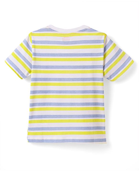 Babyhug 100% Cotton Knit Half Sleeves Stripes T-Shirts with Text & Lion Print Pack of 3 - Multicolor
