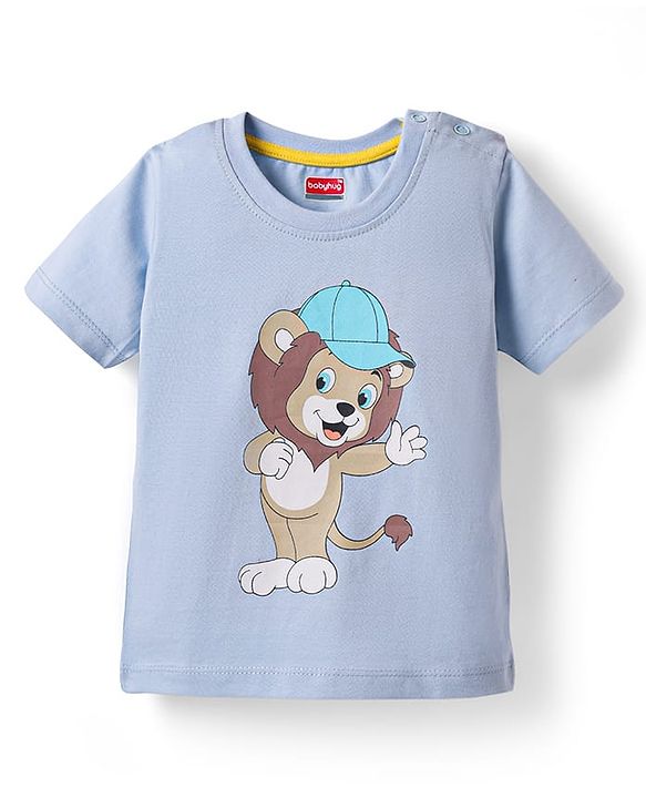 Babyhug 100% Cotton Knit Half Sleeves Stripes T-Shirts with Text & Lion Print Pack of 3 - Multicolor
