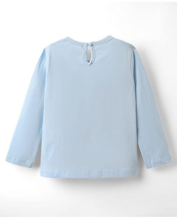 Babyhug 100% Cotton Knit Full Sleeves T-Shirt with Unicorn Print - Light Blue
