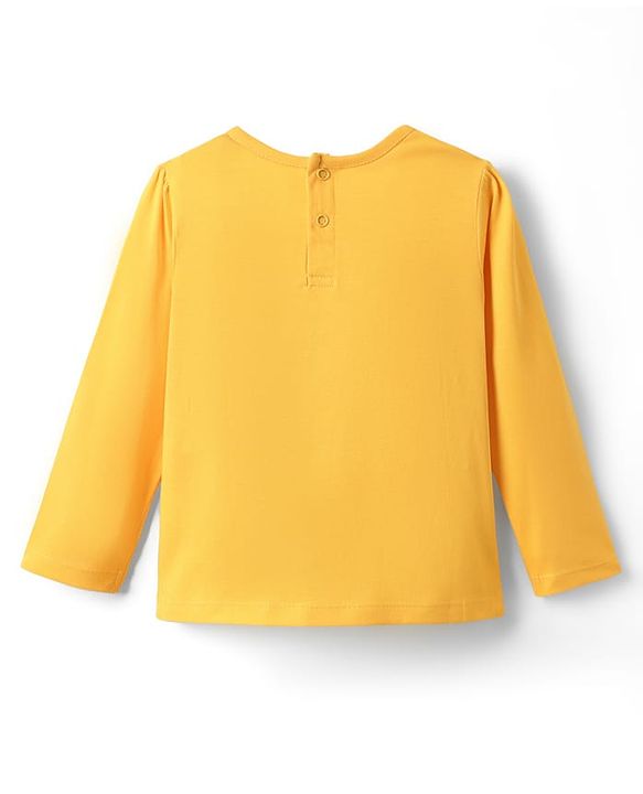 Babyhug 100% Cotton Knit Full Sleeves T-Shirt with Animal & Bird Print - Yellow