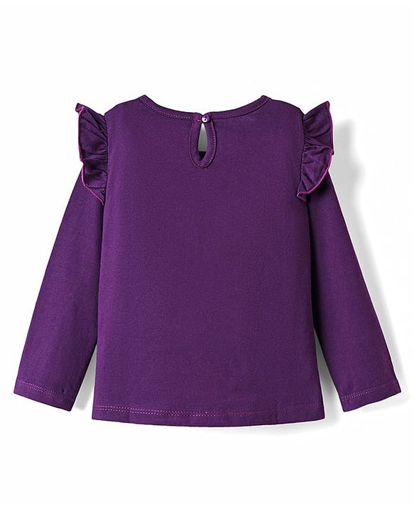 Babyhug 100% Cotton Knit Full Sleeves T-Shirt With Little Diva Text Print - Purple