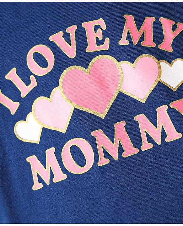 Babyhug 100% Cotton Knit Full Sleeves T-Shirt with Text Print - Navy Blue