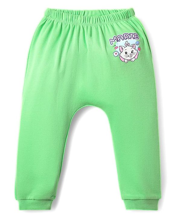 Babyhug Disney Interlock Knit Full Length Diaper Leggings with Aristocats Marie Graphics Pack of 3 - Green Pink & White