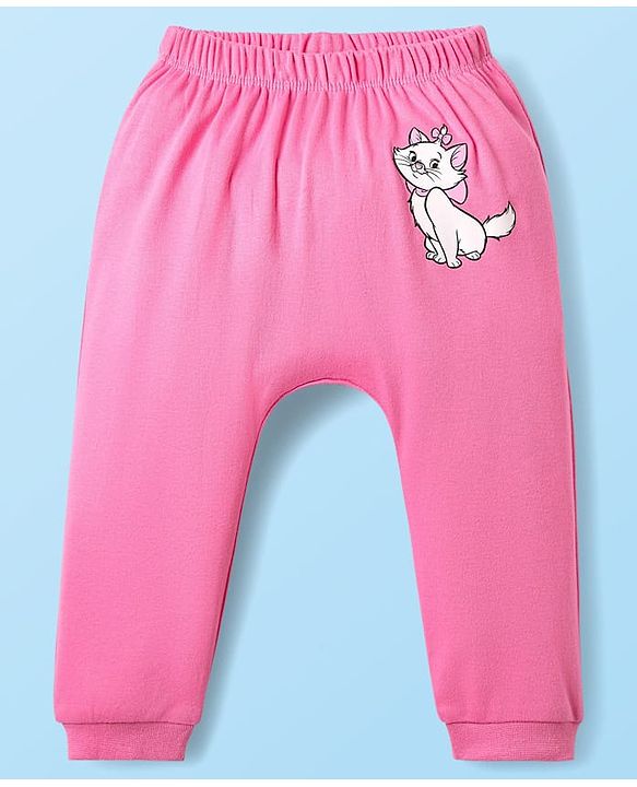 Babyhug Disney Interlock Knit Full Length Diaper Leggings with Aristocats Marie Graphics Pack of 3 - Green Pink & White