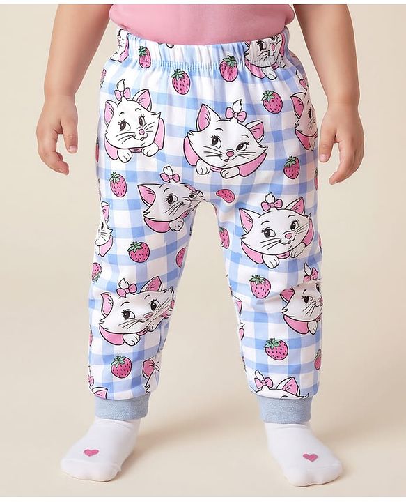 Babyhug Disney Interlock Knit Full Length Diaper Leggings with Aristocats Marie Graphics Pack of 3 - Green Pink & White