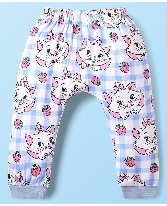 Babyhug Disney Interlock Knit Full Length Diaper Leggings with Aristocats Marie Graphics Pack of 3 - Green Pink & White