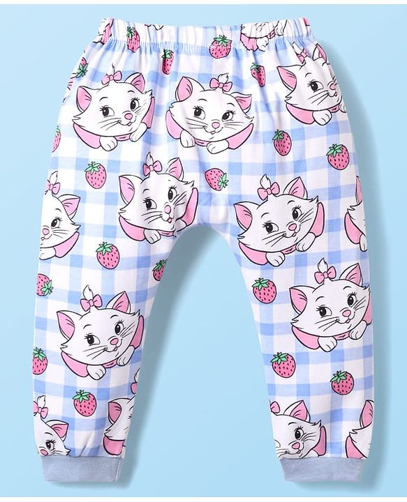 Babyhug Disney Interlock Knit Full Length Diaper Leggings with Aristocats Marie Graphics Pack of 3 - Green Pink & White