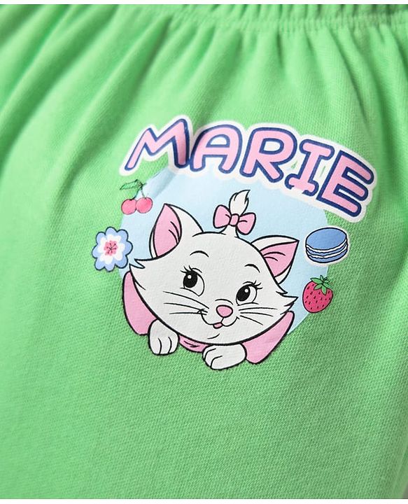Babyhug Disney Interlock Knit Full Length Diaper Leggings with Aristocats Marie Graphics Pack of 3 - Green Pink & White