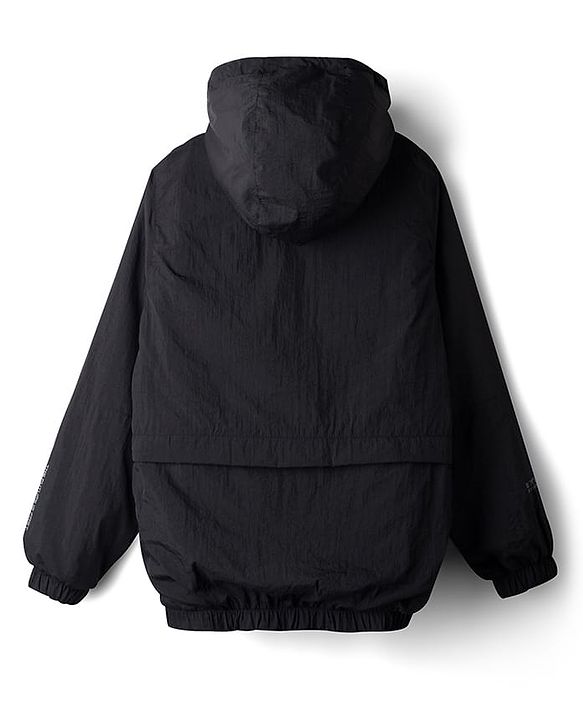 Pine Active Woven Full Sleeve Ultra Comfort Lightweight Windbreaker Solid Color Hooded Athleisure Jacket - Black
