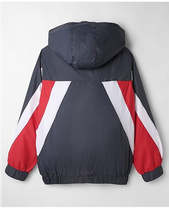 Pine Active Woven Full Sleeves Ultra Comfort Lightweight Windbreaker Athleisure Jacket With Hoodie - Navy Blue