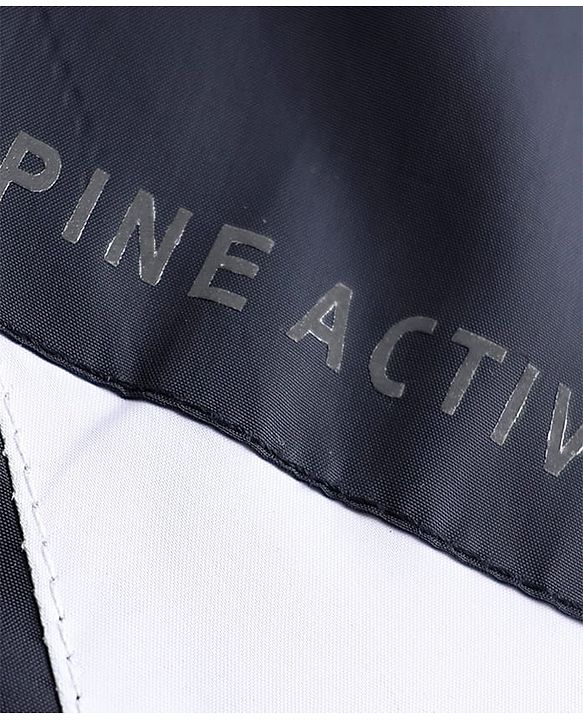 Pine Active Woven Full Sleeves Ultra Comfort Lightweight Windbreaker Athleisure Jacket With Hoodie - Navy Blue