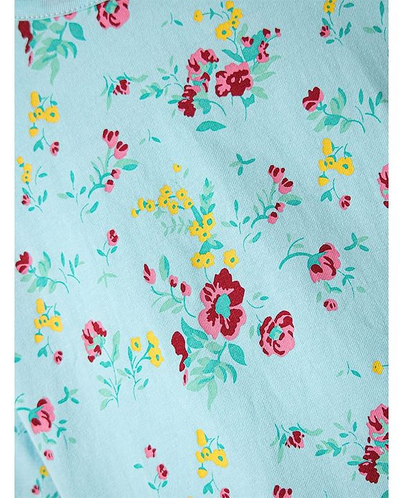 Babyhug 100% Cotton Knit Full Sleeves T-Shirt With Floral Print - Light Blue