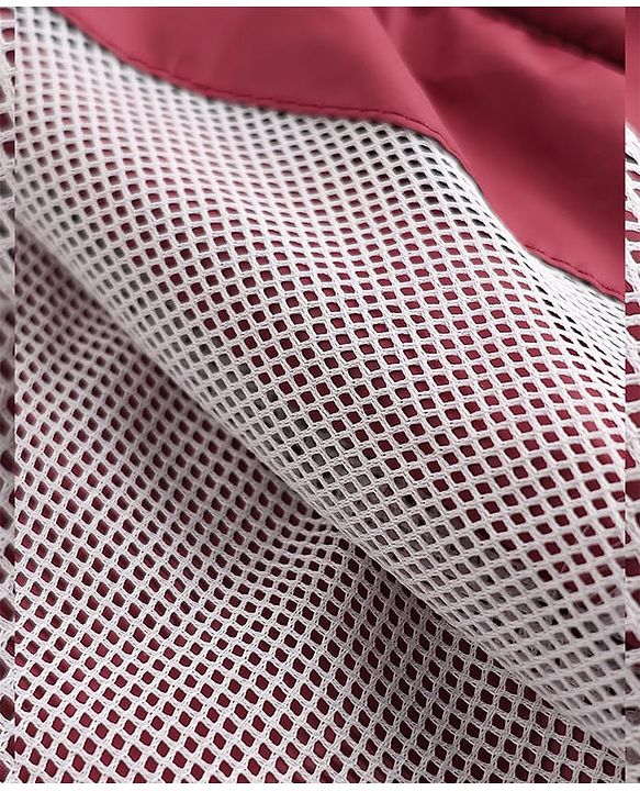 Pine Active Woven Full Raglan Sleeves Colour Block Ultra Comfort Lightweight Windbreaker Athleisure Hooded Jacket With Tape Detailing - Maroon