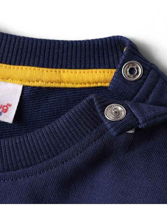 Babyhug Cotton Knit Full Sleeves Sweatshirt with Animal Print - Navy Blue