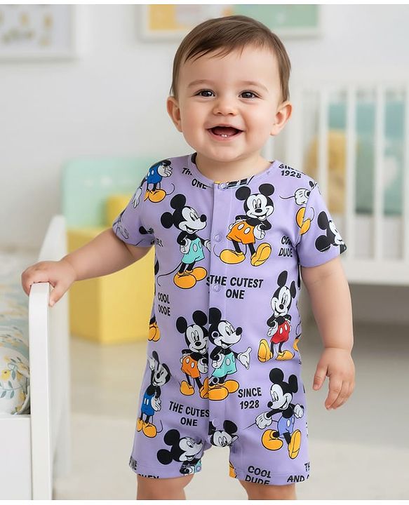 Babyhug Disney Cotton Woven Full Sleeves Mickey Mouse Printed Shirt & Pyjama Co-Ord Night Suit - White main image 0