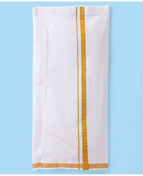 Babyhug Woven Half Sleeves Solid Shirt & Mundu Set - Beige