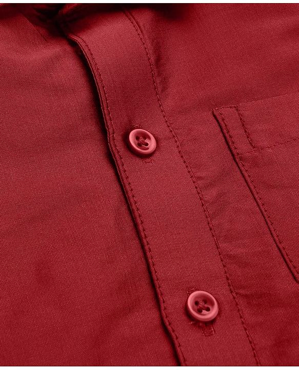 Babyhug Woven Half Sleeves Solid Shirt & Mundu Set - Maroon