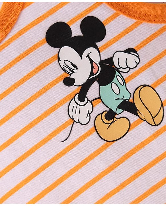 Babyhug Disney 100% Cotton Sleeveless Vests With Mickey Mouse Graphics Pack Of 3 - Lilac Light Green & Orange