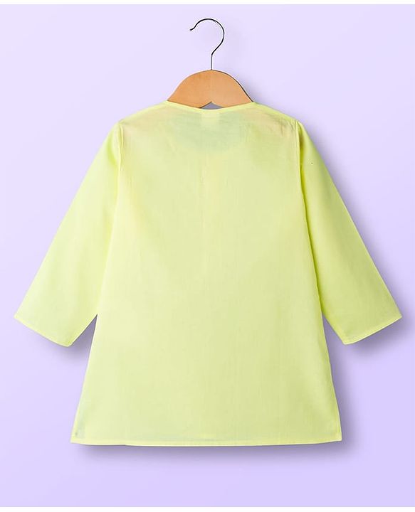 Babyhug Cotton Full Sleeves Solid Color Kurta Dhoti Set - Limegreen