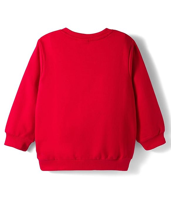 Babyhug Cotton Knit Full Sleeves Sweatshirt With Tree Graphics & Applique - Red