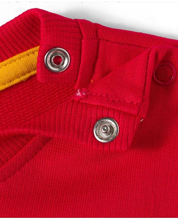 Babyhug Cotton Knit Full Sleeves Sweatshirt With Tree Graphics & Applique - Red