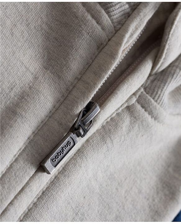 Babyhug Fleece Knit Full Sleeves Sweatshirt With Patch Detailing & Kangaroo Pockets - Light Grey