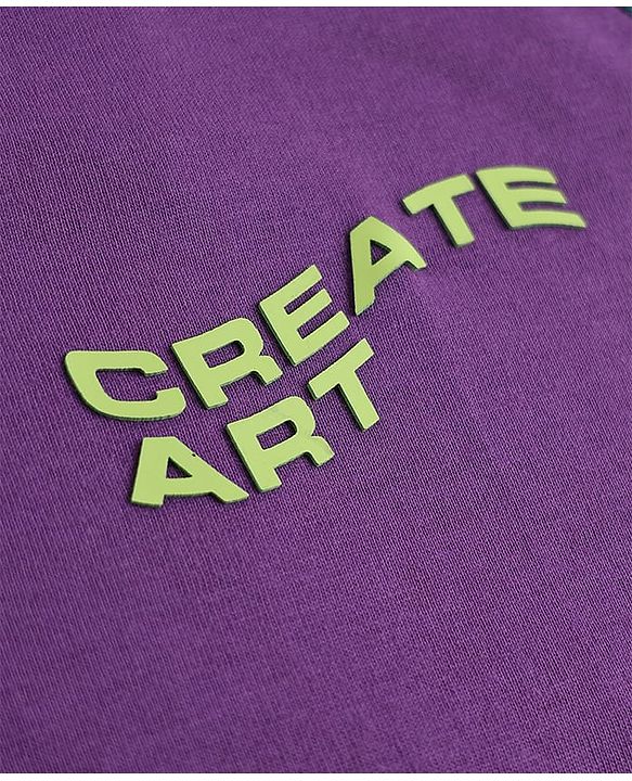 Pine Kids Cotton Knit Raglan Sleeves T-Shirt With Text Print - Purple