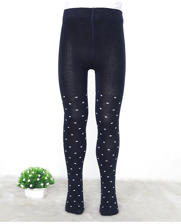 Pine Kids Knit Printed Tights - Navy Blue