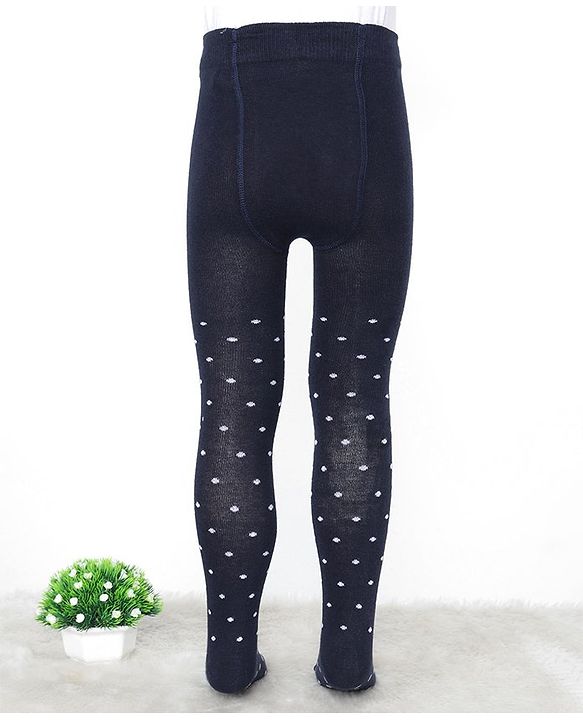 Pine Kids Knit Printed Tights - Navy Blue