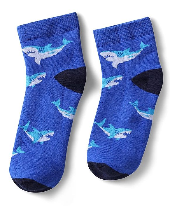 Pine Kids Cotton Knit Ankle Length Socks With Stripes & Fish Pack Of 3 (Colour May Vary)