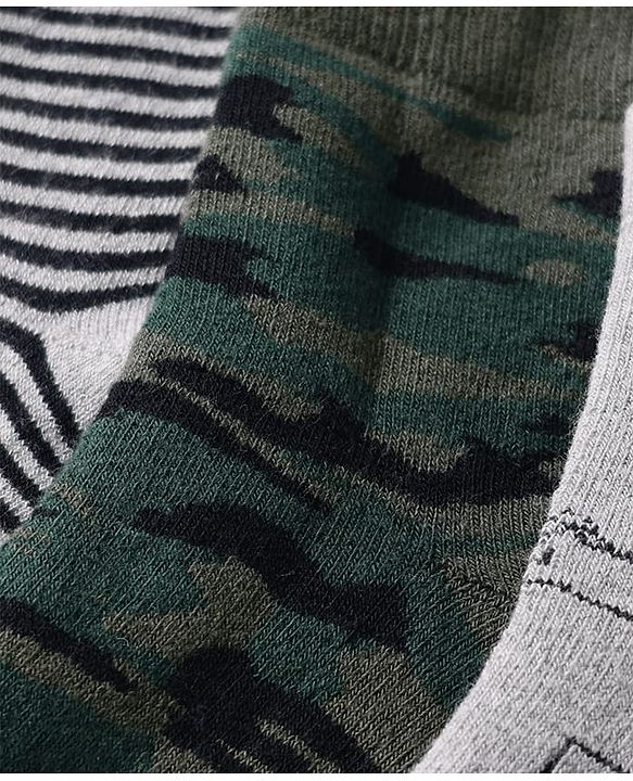 Pine Kids Knit Ankle Length Silvadur Antimicrobial Socks with Stripes & Airplane Design Pack of 3 - Color May Vary