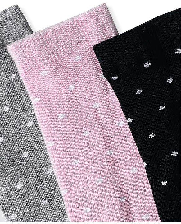 Pine Kids Knit Set of Socks with Polka Dot Design Pack Of 3 (Colour May Vary)
