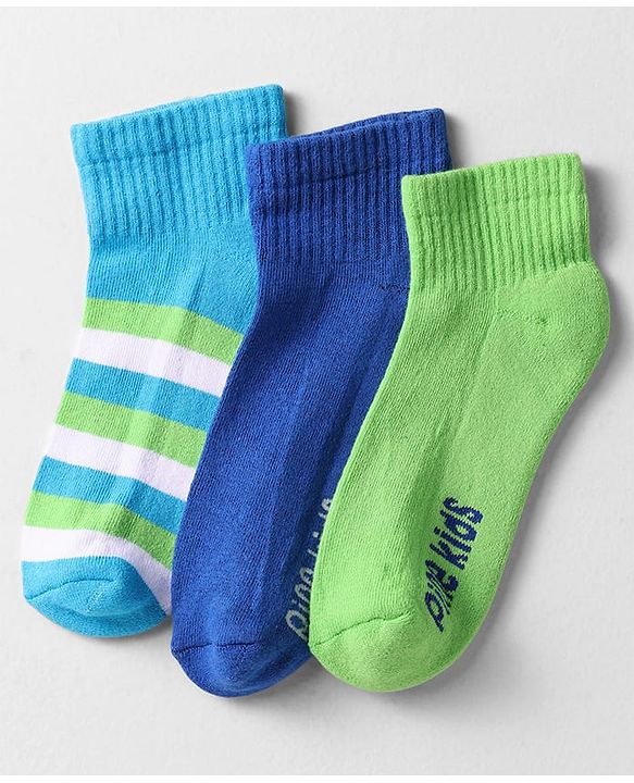 Pine Kids Cotton Knit Ankle Length Designed Socks Pack Of 3 (Colour May Vary)