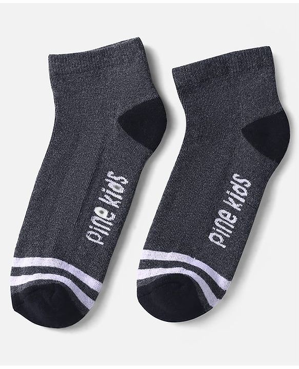 Pine Kids Knit Ankle Length Socks with Stripe & Text Design Pack of 3 - Color May Vary