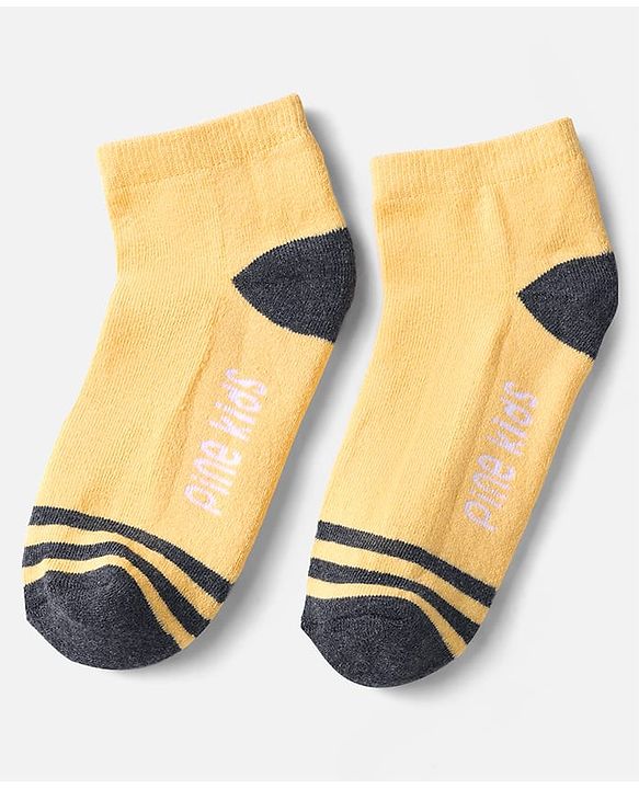Pine Kids Knit Ankle Length Socks with Stripe & Text Design Pack of 3 - Color May Vary