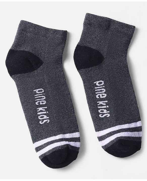 Pine Kids Knit Ankle Length Socks with Stripe & Text Design Pack of 3 - Color May Vary