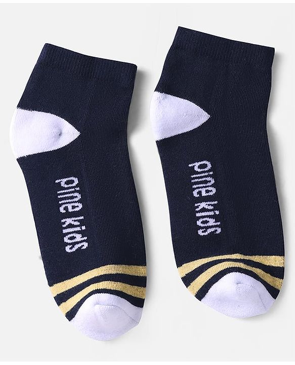 Pine Kids Knit Ankle Length Socks with Stripe & Text Design Pack of 3 - Color May Vary