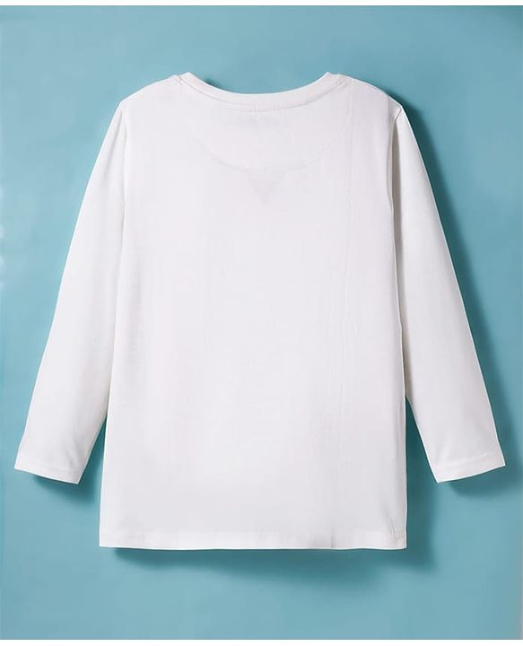 Pine Kids Cotton Knit Full Sleeves T-Shirt With Stripes - White & Navy Blue