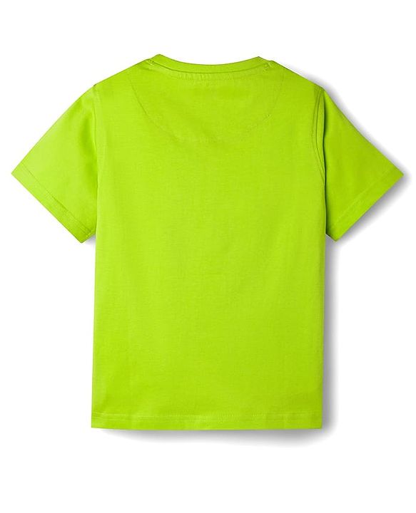 Pine Kids Cotton Knit Half Sleeves T-Shirt With Headphones Print - Limegreen