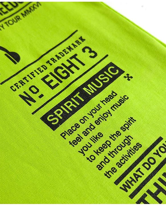 Pine Kids Cotton Knit Half Sleeves T-Shirt With Headphones Print - Limegreen