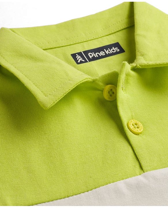 Pine Kids Cotton Knit Full Sleeves Polo T-Shirt with Limitless Dreams Text Print - Navy Blue & White