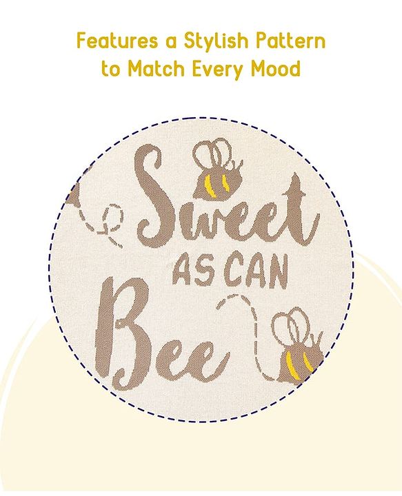 Babyhug Premium Cotton Knitted Blanket Sweet HoneyBee Print   - Yellow