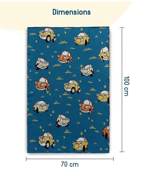 Babyhug Premium Cotton Knitted Blanket Sweet HoneyBee Print   - Yellow
