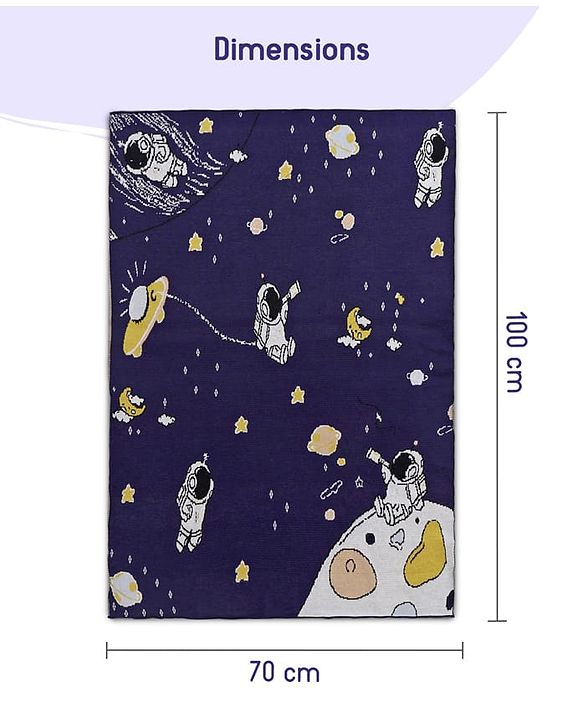 Babyhug Premium Cotton Knitted Blanket Sweet HoneyBee Print   - Yellow