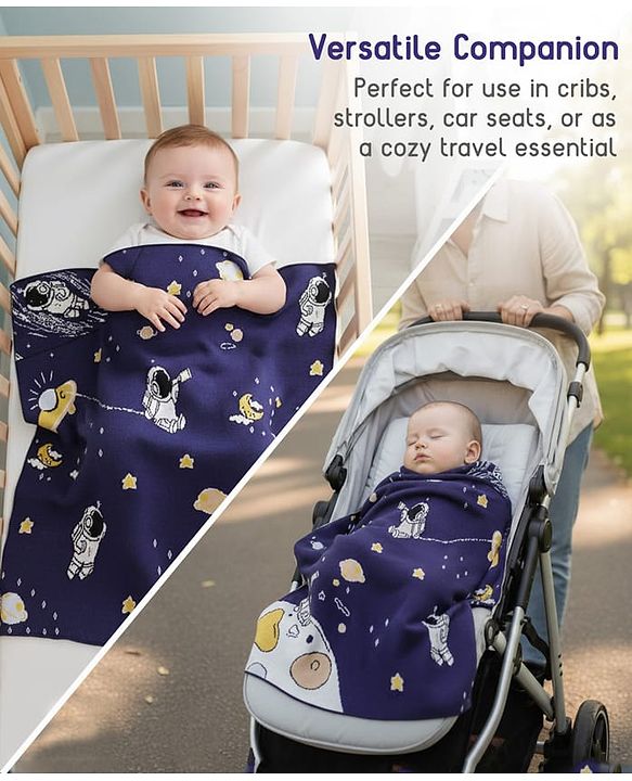 Babyhug Premium Cotton Knitted Blanket Sweet HoneyBee Print   - Yellow