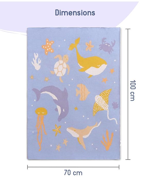Babyhug Premium Cotton Knitted Blanket Sweet HoneyBee Print   - Yellow