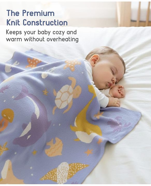 Babyhug Premium Cotton Knitted Blanket Sweet HoneyBee Print   - Yellow